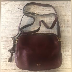 Fossil Maroon Leather Crossbody Purse